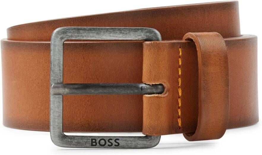 Boss Bruine Leren Riem met Metalen Gesp Brown Heren - Foto 3