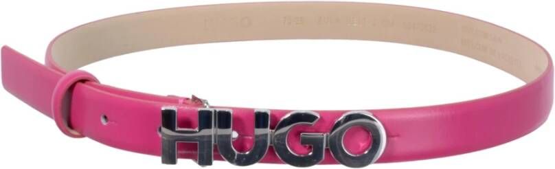 Hugo Boss Zula Riem Leer Logo Fuchsia Pink Dames