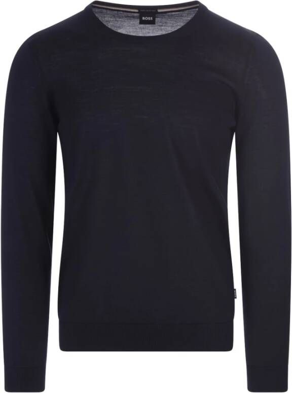 Hugo Boss Round-neck Knitwear Blauw Heren