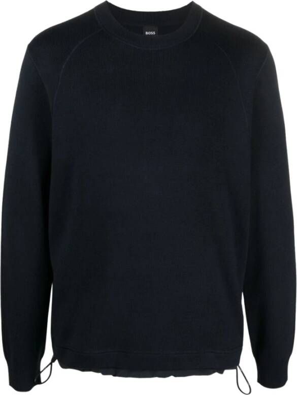 Hugo Boss Round-neck Knitwear Blauw Heren