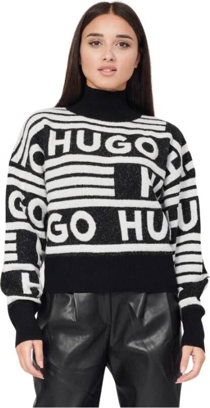 HUGO Gebreide pullover met ingeweven labelmotief model 'Sismina'