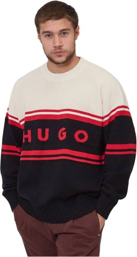 Hugo Boss Round-neck Knitwear Zwart Heren