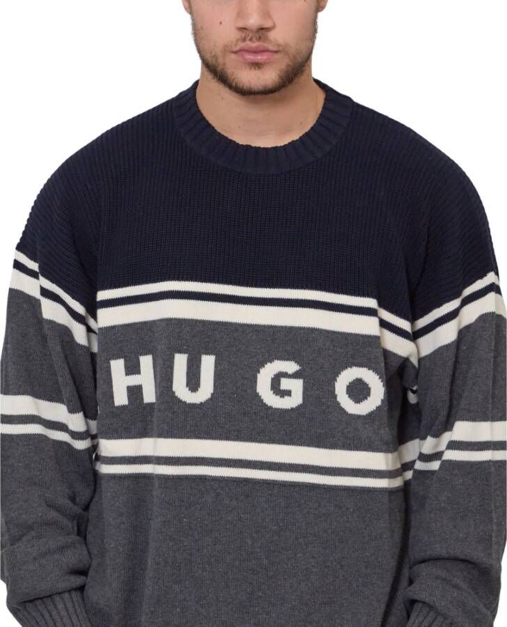 Hugo Boss Round-neck Knitwear Zwart Heren