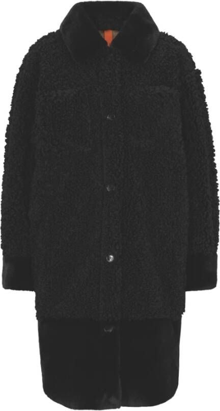 Hugo Boss Ruimvallende pluche jas in het zwart Black Dames
