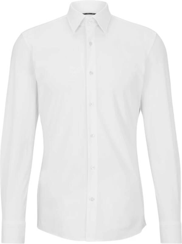 Hugo Boss Slim Fit Technisch Stretch Gebreid Overhemd White Heren