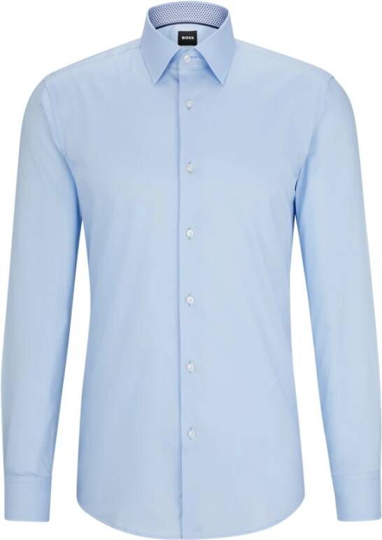 Hugo Boss Slim Fit Poplin Overhemd 100% Katoen Blauw Heren