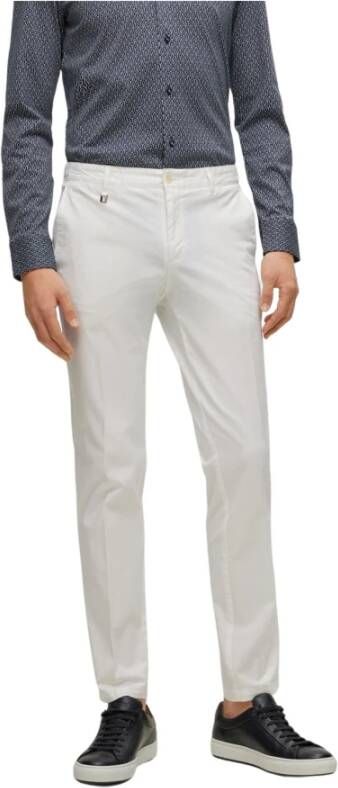 Hugo Boss Slim Fit Katoenen Chino Broek White Heren