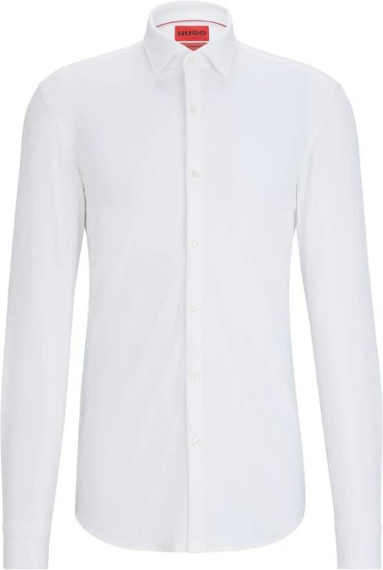 Hugo Boss Slim Fit Overhemd van Stretch Katoen Satijn White Heren