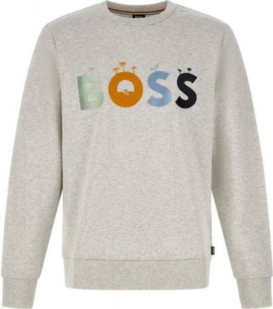 Hugo Boss Grijze Katoenen Logo Sweatshirt Gray Heren