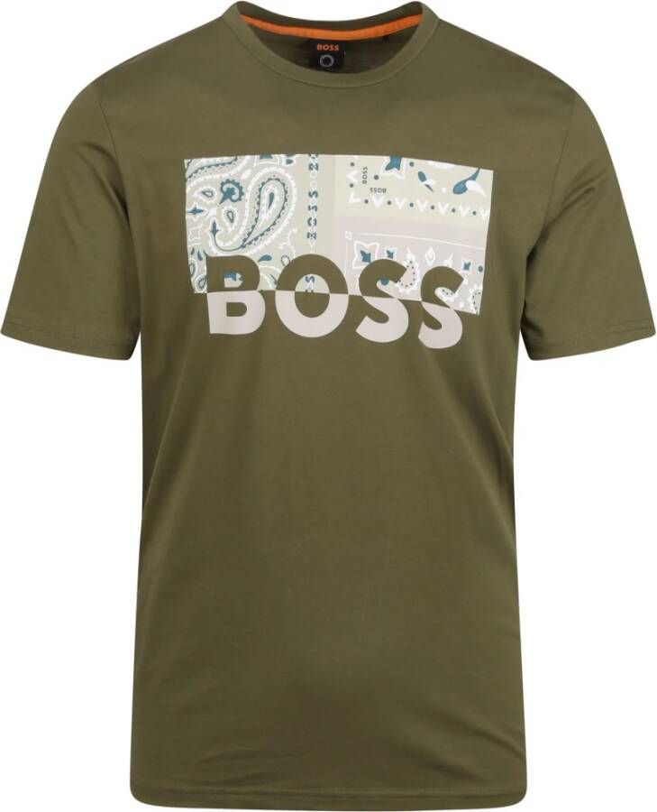 Boss Hugo T-shirt Thinking Logo Groen