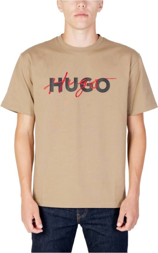 Hugo Boss Heren Bruine Print T-shirt Brown Heren