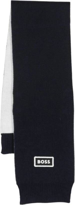 Hugo Boss Blauwe marineblauwe gebreide sjaal voor Blue Unisex