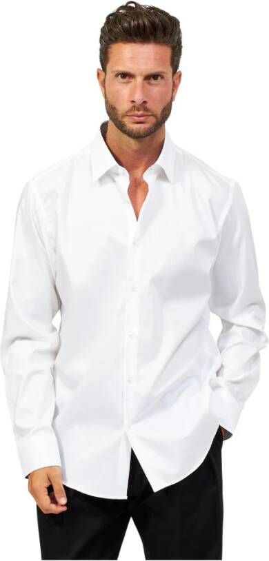 Hugo Boss Witte Regular Fit Katoenen Overhemd met Makkelijk Strijkbare Afwerking White Heren