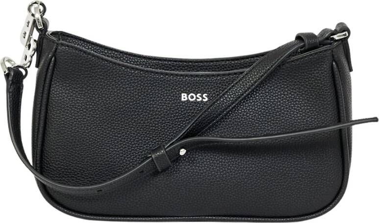 Hugo Boss Zwarte schoudertas met metalen logo Zwart Dames