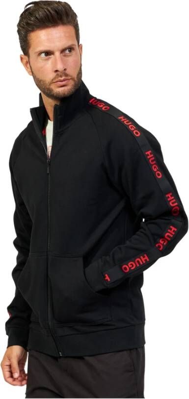 Hugo Boss Zwarte Sporty Logo JacketZp Trui Black Heren