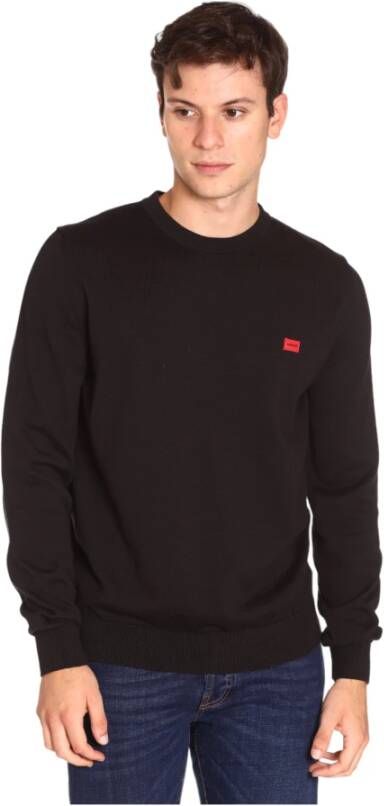 Hugo Boss Zwarte Sweaters met Logo Patch Zwart Heren