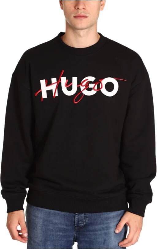 Hugo Boss Zwarte Sweaters met Logo Print Zwart Heren