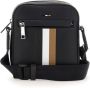 Hugo Boss Heren Ray NS Rits Schoudertas van Imitatieleer met Kenmerkende Streepdetails Black Heren - Thumbnail 1