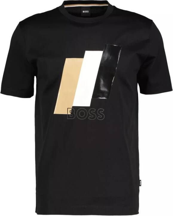 Hugo Boss Heren T-shirt met Logo en Strepen Black Heren