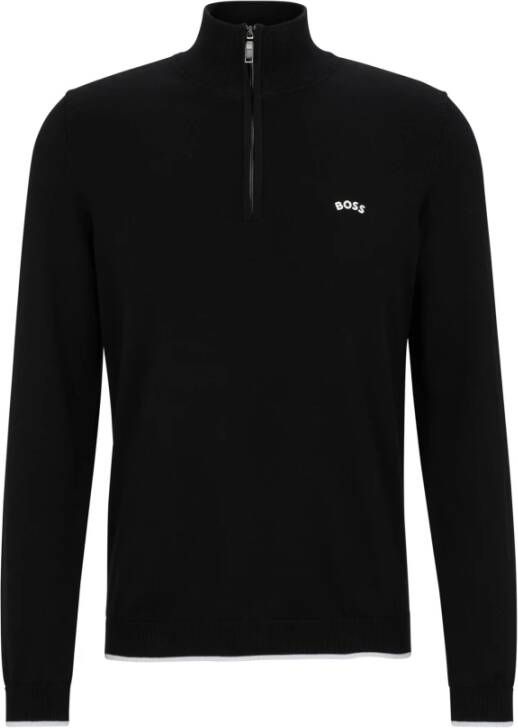 Hugo Boss Zwarte Zallo Trui met Opstaande Kraag Zwart Heren