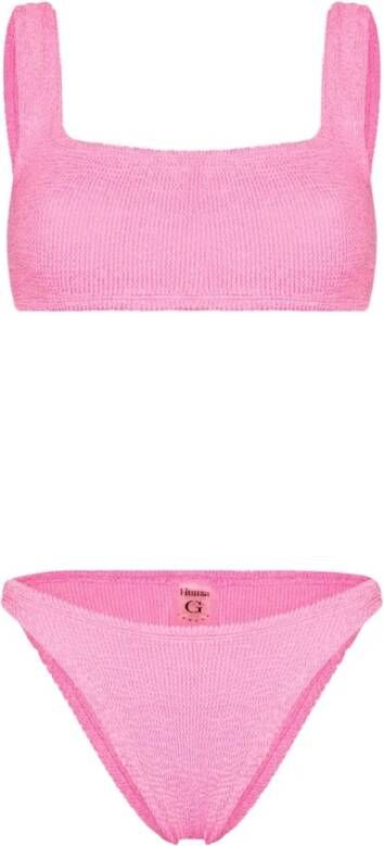 Hunza G Roze Gerimpelde Crop Bikini Set Pink Dames