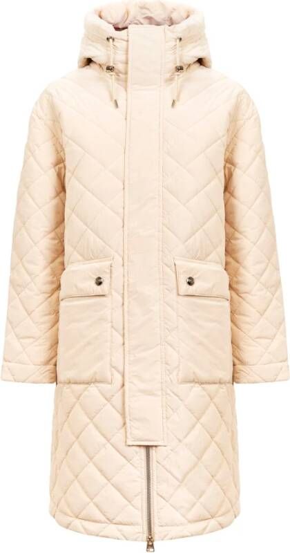 Husky Original Lange Dames Hooded Puffer Jas Beige Dames