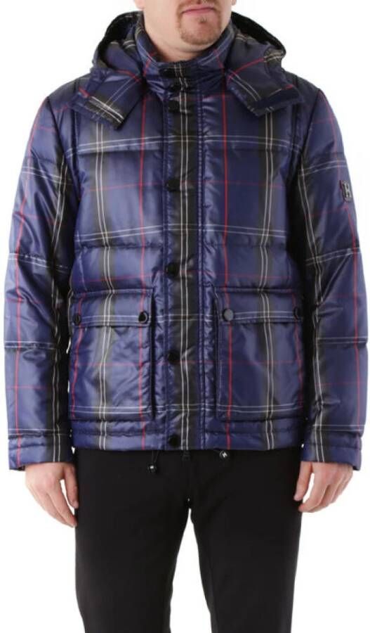 Husky Original Blauw geruite capuchonjas voor heren Blue Heren