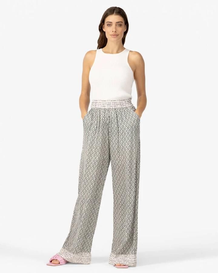 IBANA wide leg high waist casual broek grijsgroen - Foto 4