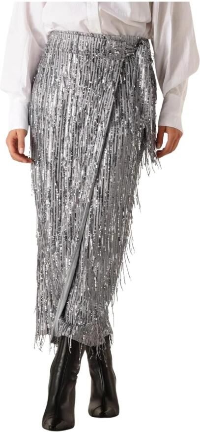 Ibana Glamour Grijze Pailletten Midi Rok Gray Dames - Foto 5