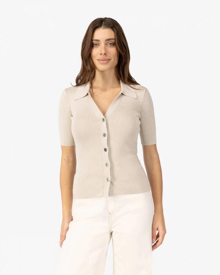 Ibana Lurex top met knopen Trirella naturel - Foto 3