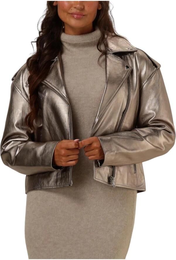 Ibana Metallic Leren Jas Gray Dames - Foto 7