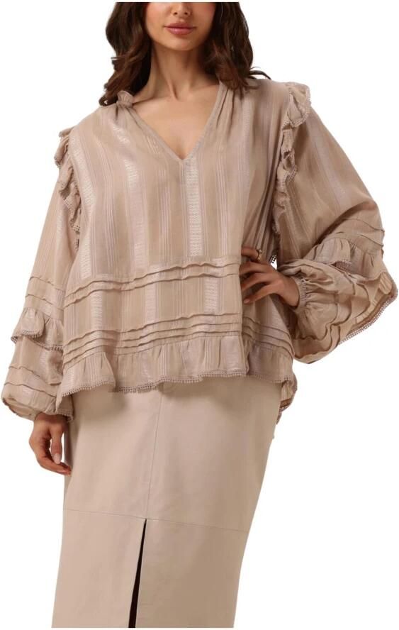 Ibana Stijlvolle Beige Blouse met Ruches Beige Dames - Foto 3