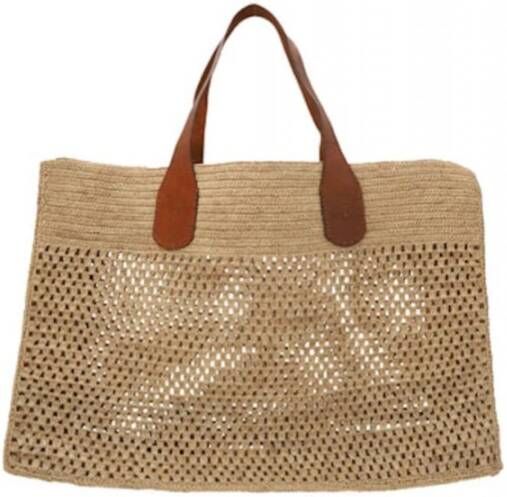 Ibeliv Natuurlijke Raffia Handtas Havana Stijl Beige Dames