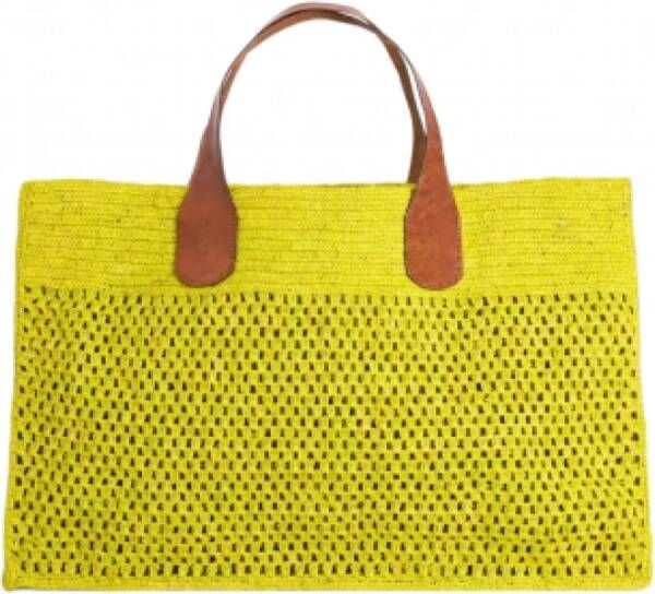 Ibeliv Natuurlijke Raffia Havana Schoudertas Yellow Dames
