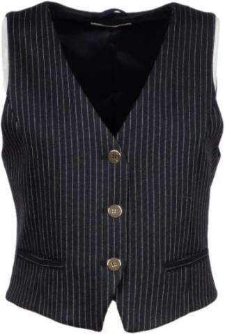 Iblues Amerigo Zwart Gilet met Gouden Metalen Knopen Zwart Dames