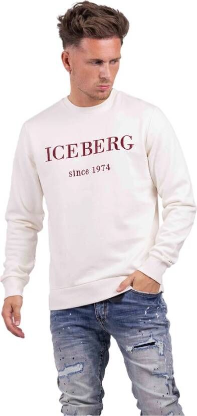 Iceberg 5C Felpa Embroidered Logo Sweater Heren Beige White Heren