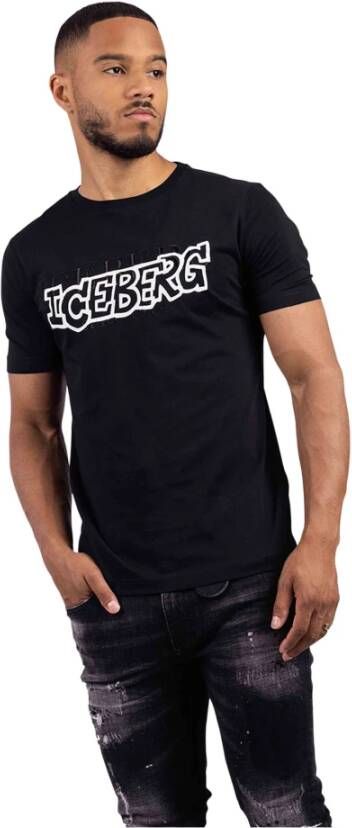 Iceberg 5D Graffiti Logo T-Shirt Heren Zwart Black Heren