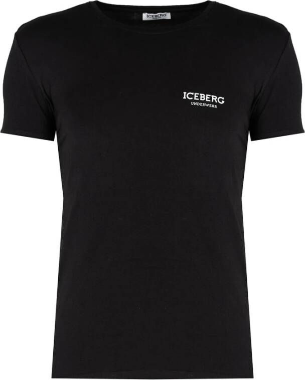 Iceberg Aansluitend Ronde Hals T-shirt Zwart Heren