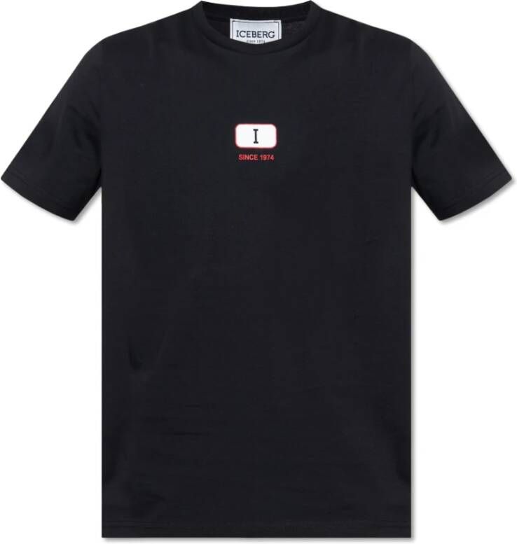 Iceberg Bedrukt T-shirt Zwart Heren
