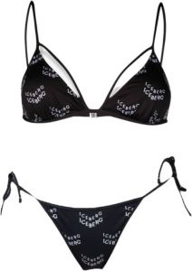 Iceberg Bikini composed of padded triangle logo and briefs coordinated to Zwart Dames