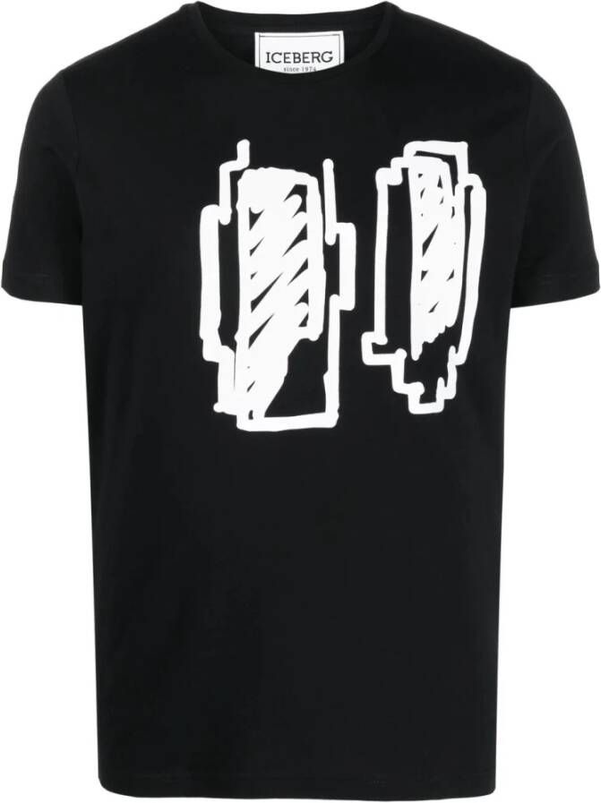 Iceberg Black Tee Eyes Zwart Heren
