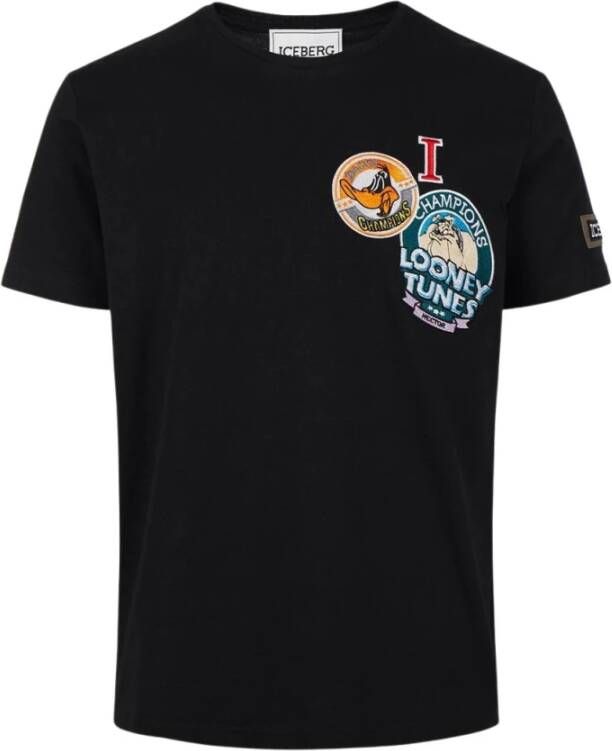 Iceberg Heren T-shirt met cartoon patch Zwart Heren