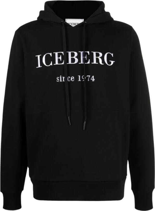 Iceberg Zwarte Hoodie met Stijlvolle Branding Black Heren