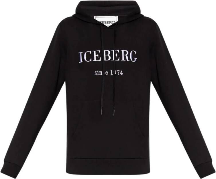 Iceberg Zwarte Hoodie met Stijlvolle Branding Black Heren