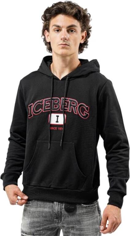 Iceberg Katoenen hoodie Zwart Heren
