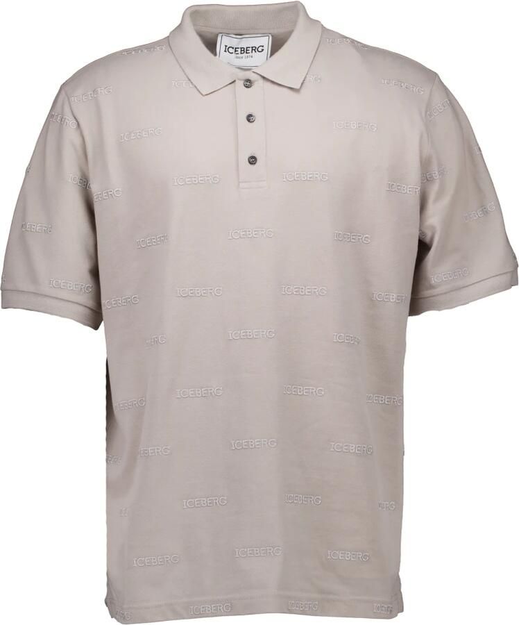 Iceberg Polo Shirt met Allover Logo Gray Heren