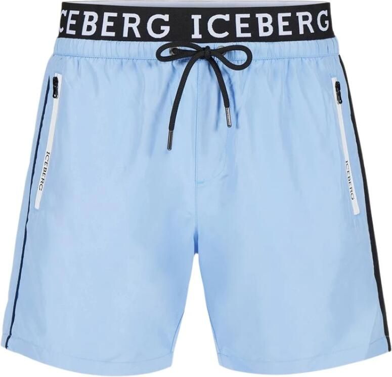 Iceberg Logo Boxer Zwembroek met Trekkoord Taille Blue Heren - Foto 6