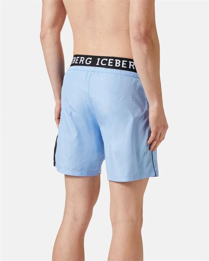 Iceberg Logo Boxer Zwembroek met Trekkoord Taille Blue Heren