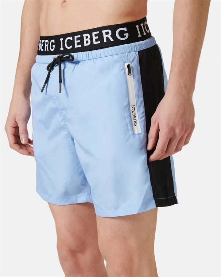 Iceberg Logo Boxer Zwembroek met Trekkoord Taille Blue Heren - Foto 2