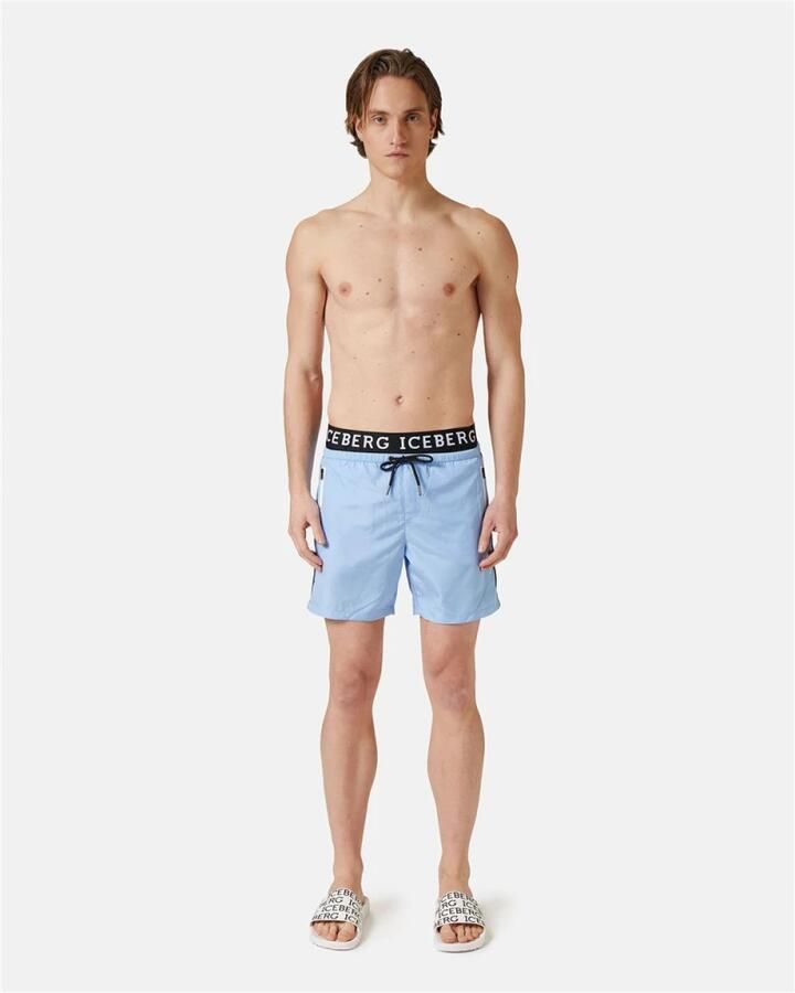 Iceberg Logo Boxer Zwembroek met Trekkoord Taille Blue Heren - Foto 3